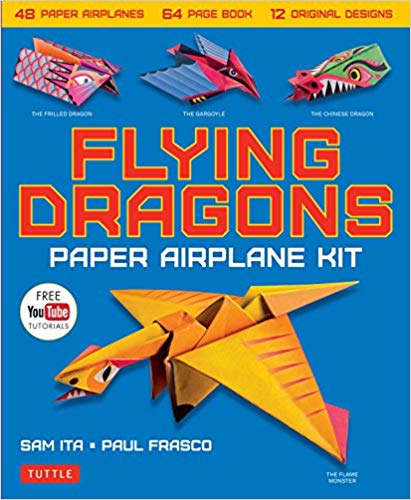 Flying Dragons Paper Airplane Kit: 48 Paper Airplanes, 64 Page Instruction Book, 12 Original Designs, YouTube Video Tutorials